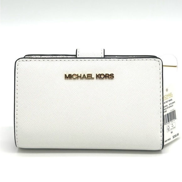 Michael Kors Bifold Zip Chain Wallet Optic White - Picture 2 of 9